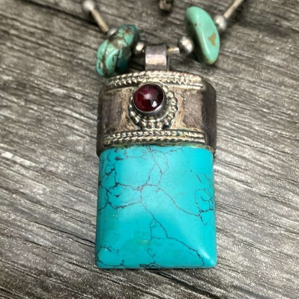 Genuine Turquoise Necklace and Earring Set - Picture 2 of 5